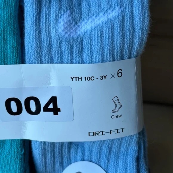 New Nike Dri-FIT 6 Pair Youth Cushioned Socks - Blue and Gray youth 10c-3Y Pack - Picture 2 of 10